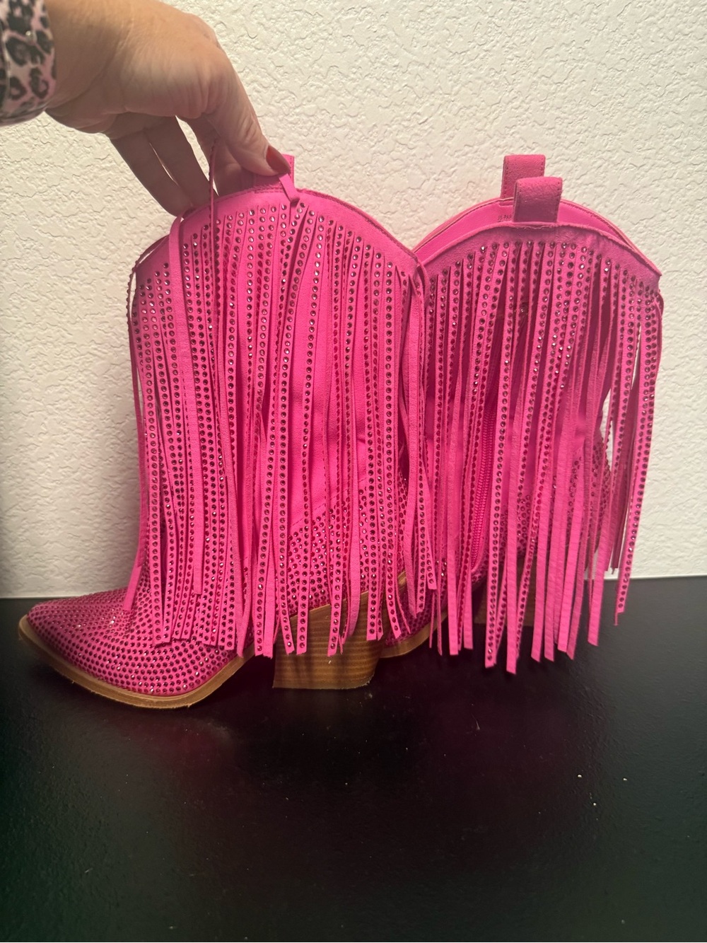 Jessica Simpson Pink Rhinestone Fringe Boots – Size 7